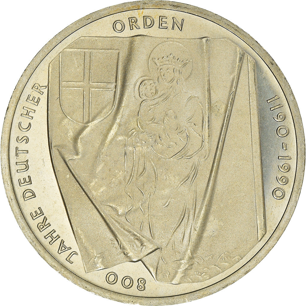 Moneta, Niemcy - RFN, 10 Mark, 1990, Hamburg, Germany, MS(63), Srebro, KM:176