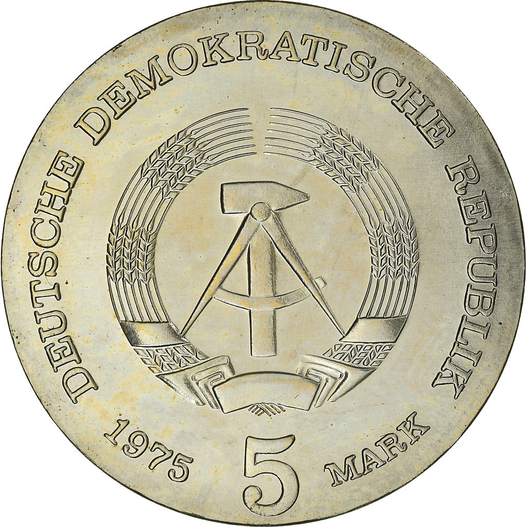 Coin, GERMAN-DEMOCRATIC REPUBLIC, 5 Mark, 1975, MS(63), Nickel-brass, KM:54