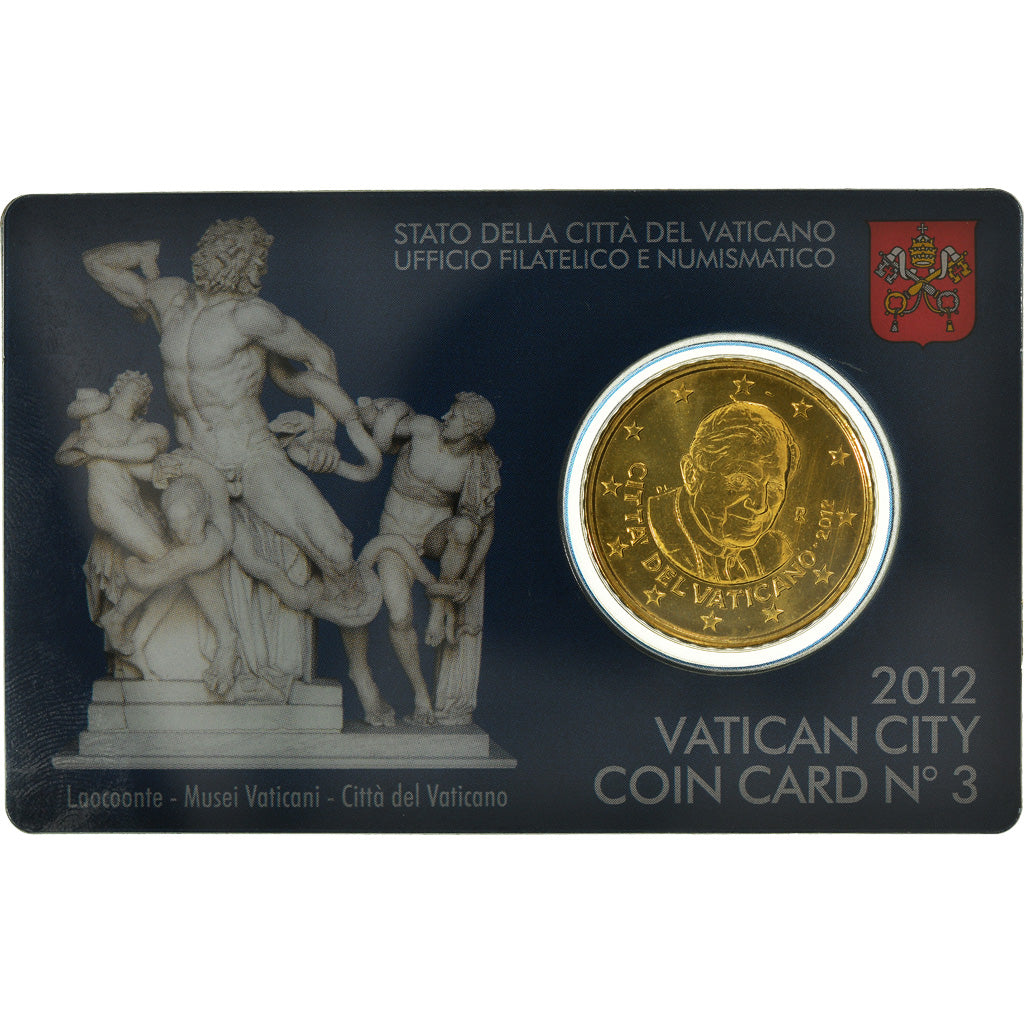 VATICAN CITY, 50 Euro Cent, 2012, Rome, Coin card, MS(65-70), Brass