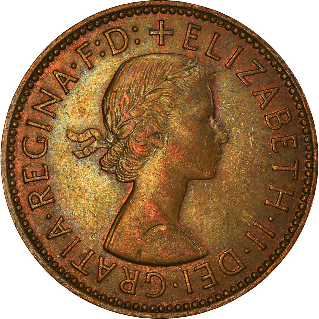 Coin, Great Britain, Elizabeth II, 1/2 Penny, 1965, AU(50-53), Bronze, KM:896