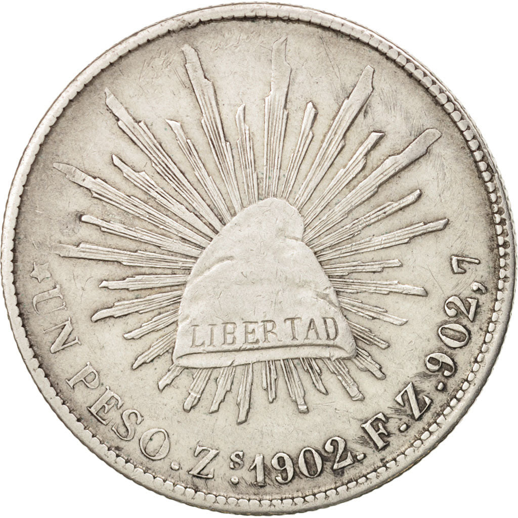 Mexiko, Peso, 1902, Zacatecas, EF(40-45), Silver, KM:409.3