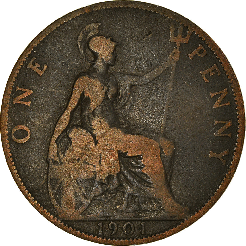 Moneda, Gran Bretaña, Victoria, Penny, 1901, BC+, Bronce, KM:790