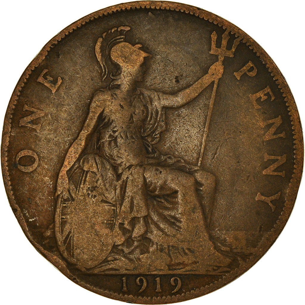 Coin, Great Britain, George V, Penny, 1919, F(12-15), Bronze, KM:810
