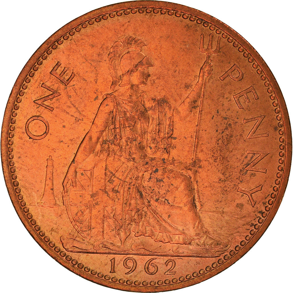 Coin, Great Britain, Elizabeth II, Penny, 1962, AU(55-58), Bronze, KM:897