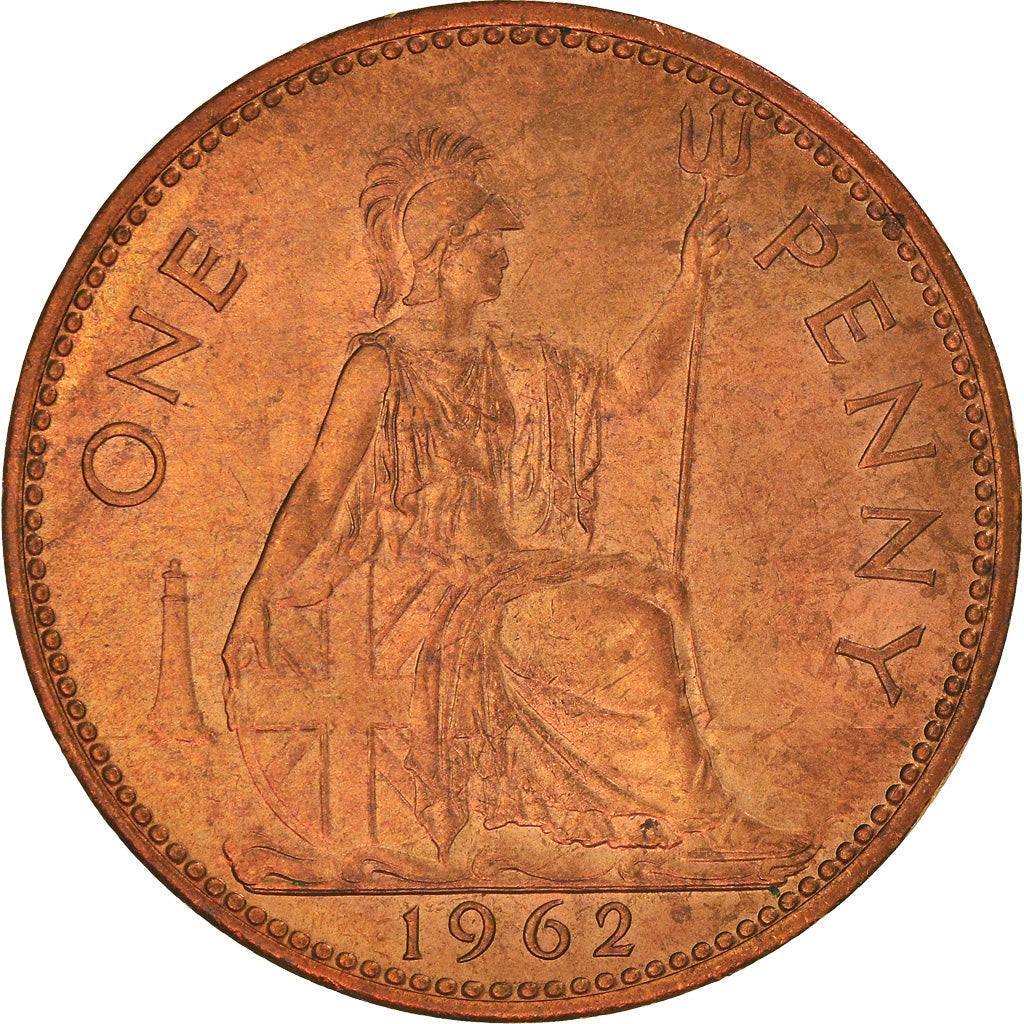 Coin, Great Britain, Elizabeth II, Penny, 1962, AU(55-58), Bronze, KM:897
