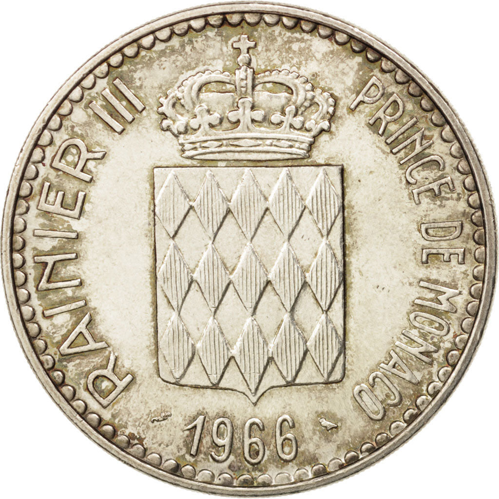 Monaco, Rainier III, 10 Francs, 1966, SPL, Argento, KM:146