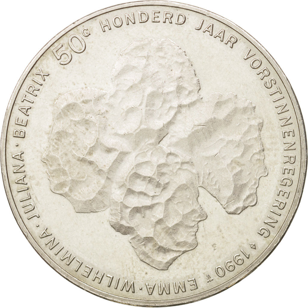 Paesi Bassi, Beatrix, 50 Gulden, 1990, SPL-, Argento, KM:214