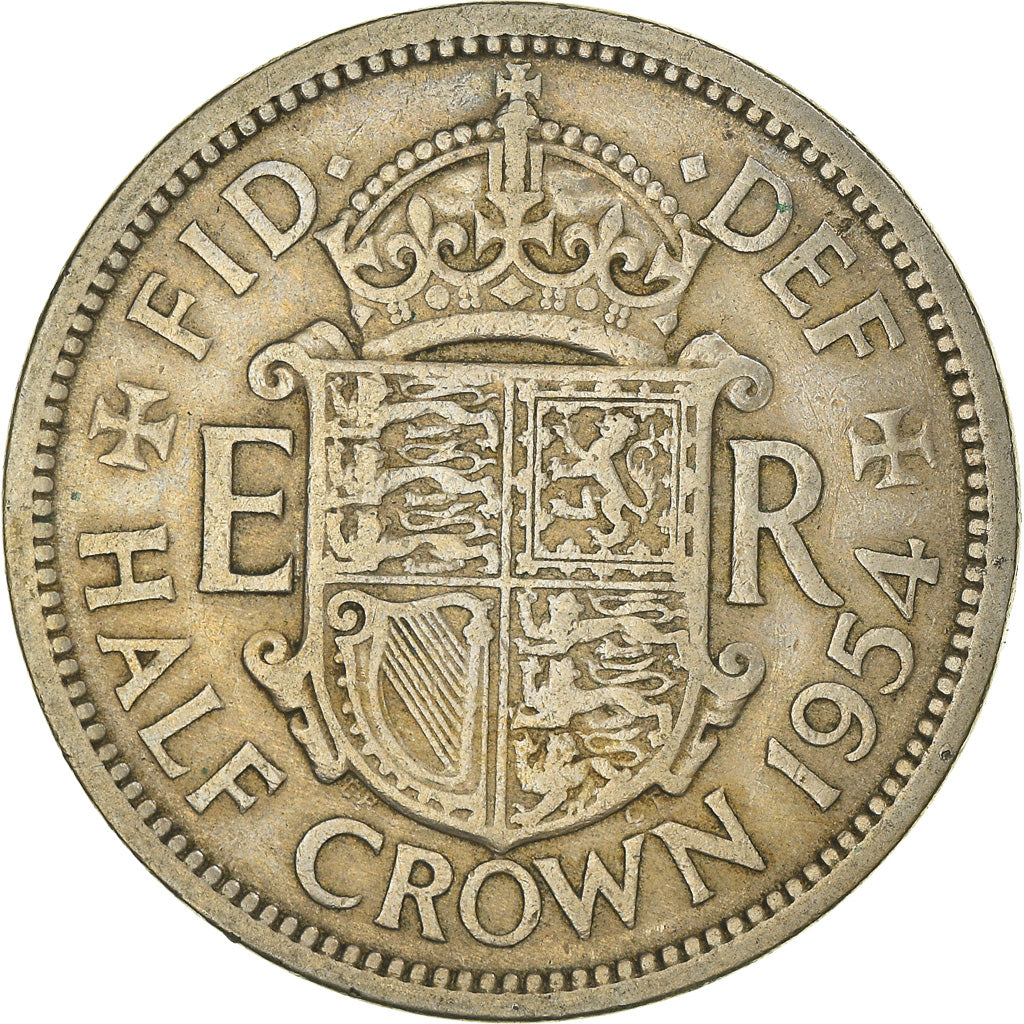 Munten, Groot Bretagne, Elizabeth II, 1/2 Crown, 1954, FR+, Cupro-nikkel, KM:907