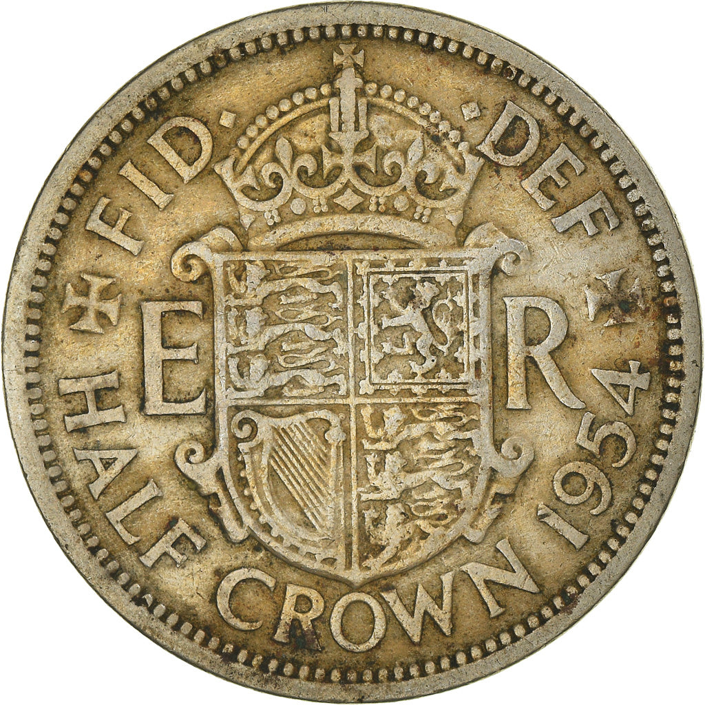 Coin, Great Britain, Elizabeth II, 1/2 Crown, 1954, VF(20-25), Copper-nickel