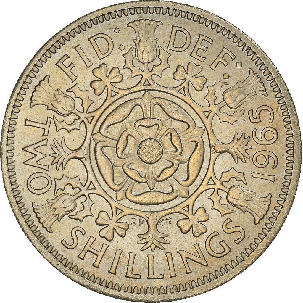 Coin, Great Britain, Elizabeth II, Florin, Two Shillings, 1965, AU(50-53)