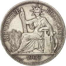 INDOCINA FRANCESE, Piastre, 1909, Paris, BB, Argento, KM:5a.1