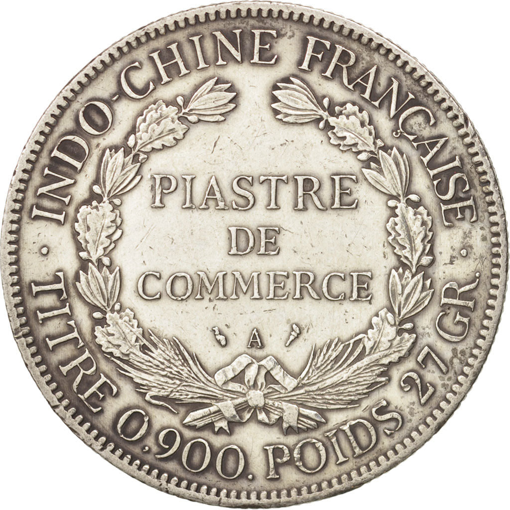 INDOCINA FRANCESE, Piastre, 1909, Paris, BB, Argento, KM:5a.1