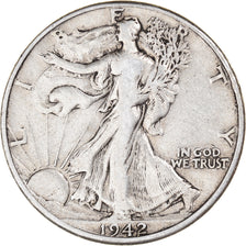 Coin, United States, Walking Liberty Half Dollar, Half Dollar, 1942, U.S. Mint