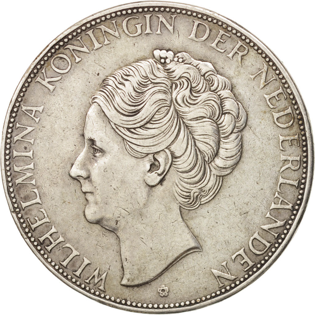 Paesi Bassi, Wilhelmina I, 2-1/2 Gulden, 1933, BB, Argento, KM:165