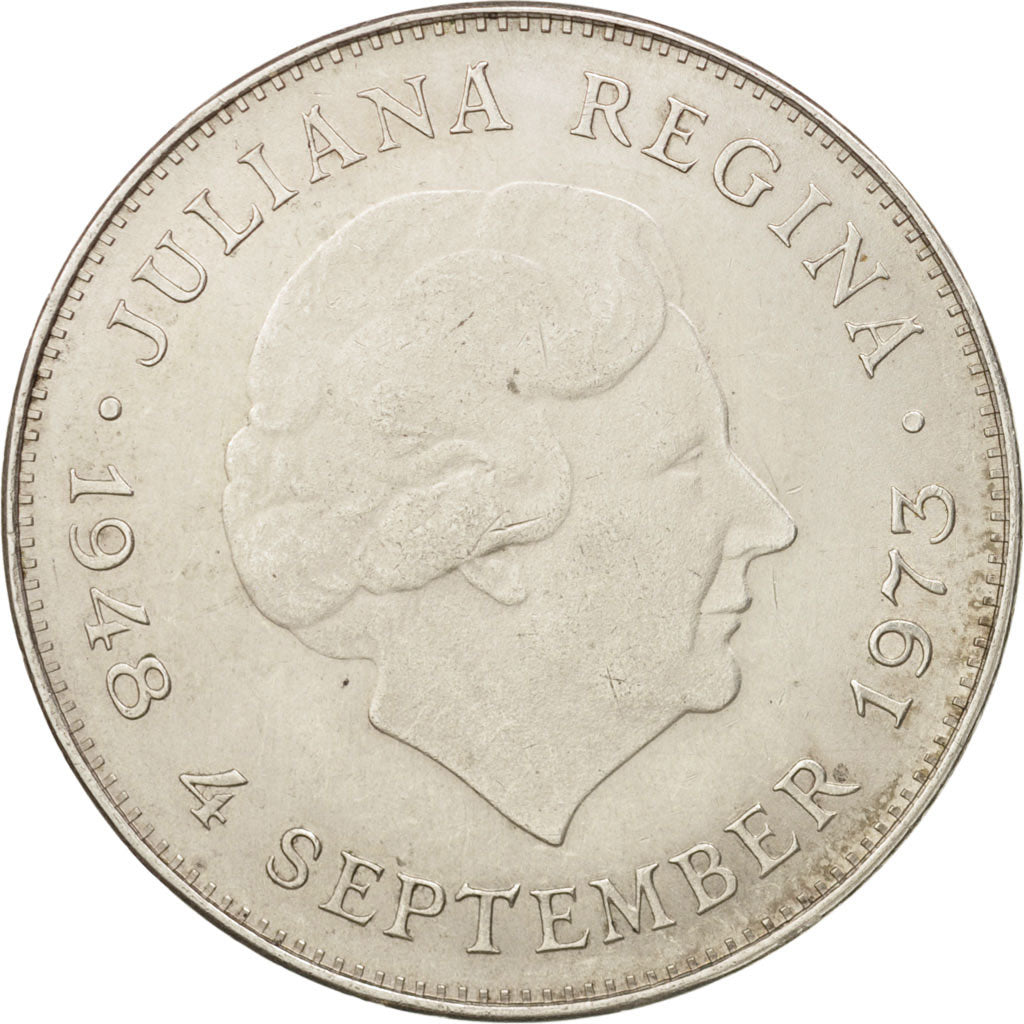 Moneta, Paesi Bassi, Juliana, 10 Gulden, 1973, SPL-, Argento, KM:196
