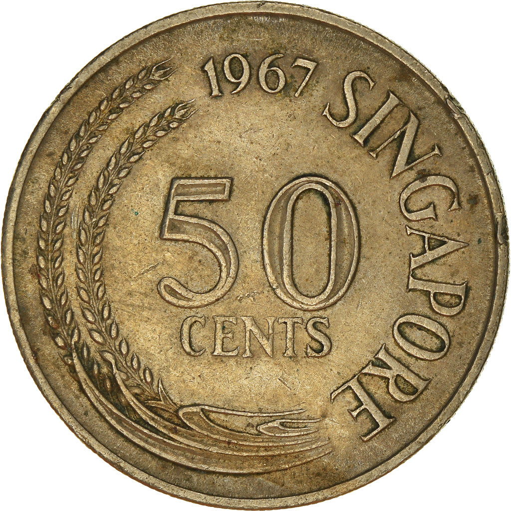 Coin, Singapore, 50 Cents, 1967, Singapore Mint, EF(40-45), Copper-nickel, KM:5