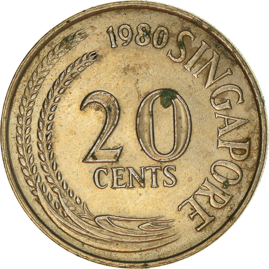 Coin, Singapore, 20 Cents, 1980, Singapore Mint, VF(30-35), Copper-nickel, KM:4