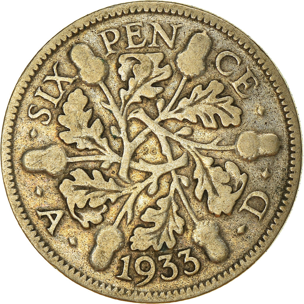 Coin, Great Britain, George V, 6 Pence, 1933, VF(30-35), Silver, KM:832