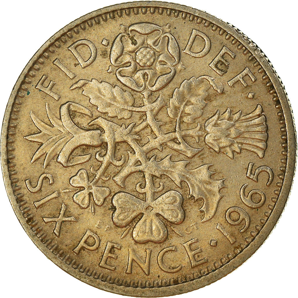 Coin, Great Britain, Elizabeth II, 6 Pence, 1965, VF(30-35), Copper-nickel