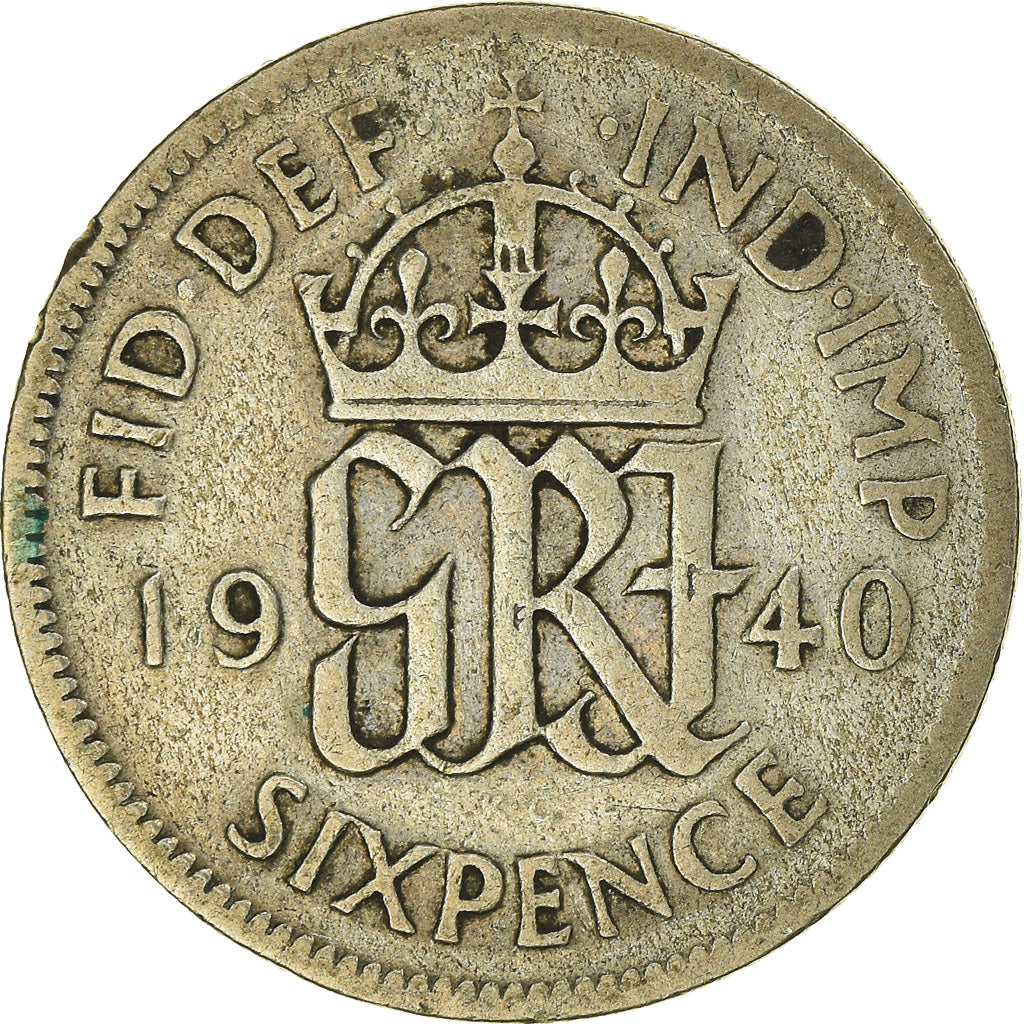 Coin, Great Britain, George VI, 6 Pence, 1940, VF(20-25), Silver, KM:852