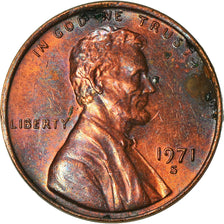 Coin, United States, Lincoln Cent, Cent, 1971, U.S. Mint, San Francisco