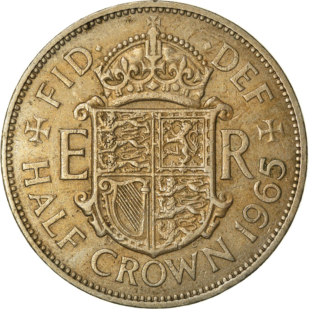 Coin, Great Britain, Elizabeth II, 1/2 Crown, 1965, EF(40-45), Copper-nickel
