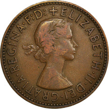 Coin, Great Britain, Elizabeth II, 1/2 Penny, 1956, VF(30-35), Bronze, KM:896