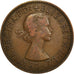 Moneda, Gran Bretaña, Elizabeth II, 1/2 Penny, 1956, BC+, Bronce, KM:896