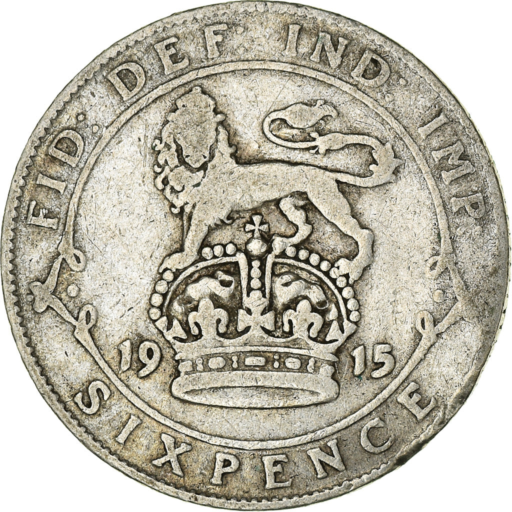 Coin, Great Britain, George V, 6 Pence, 1915, VF(20-25), Silver, KM:815