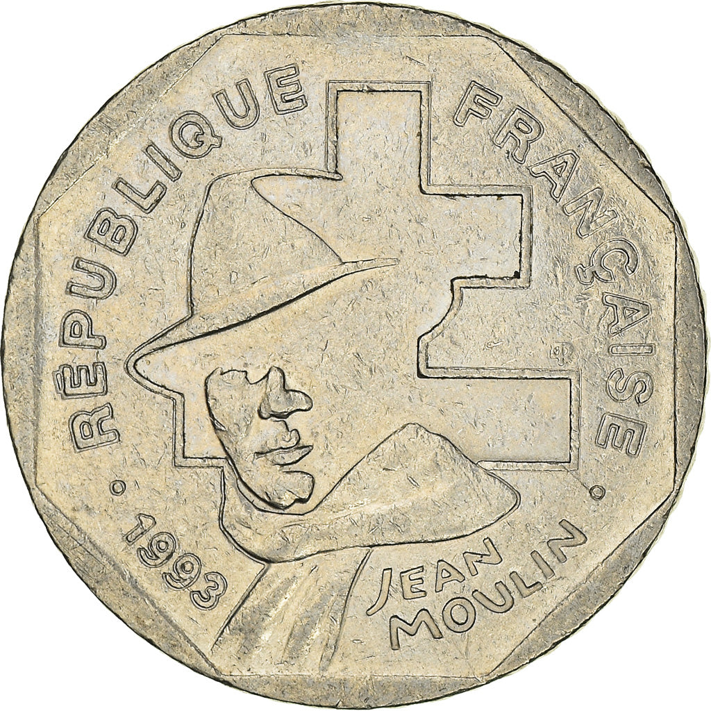 Münze, Frankreich, Jean Moulin, 2 Francs, 1993, Paris, S+, Nickel, KM:1062