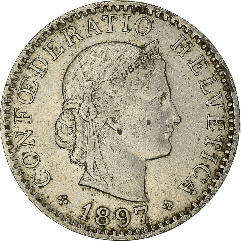 Coin, Switzerland, 20 Rappen, 1897, Bern, VF(30-35), Nickel, KM:29