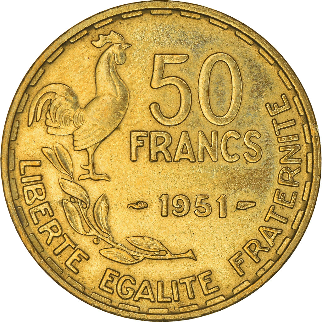 Moneta, Francia, Guiraud, 50 Francs, 1951, Paris, BB+, Alluminio-bronzo