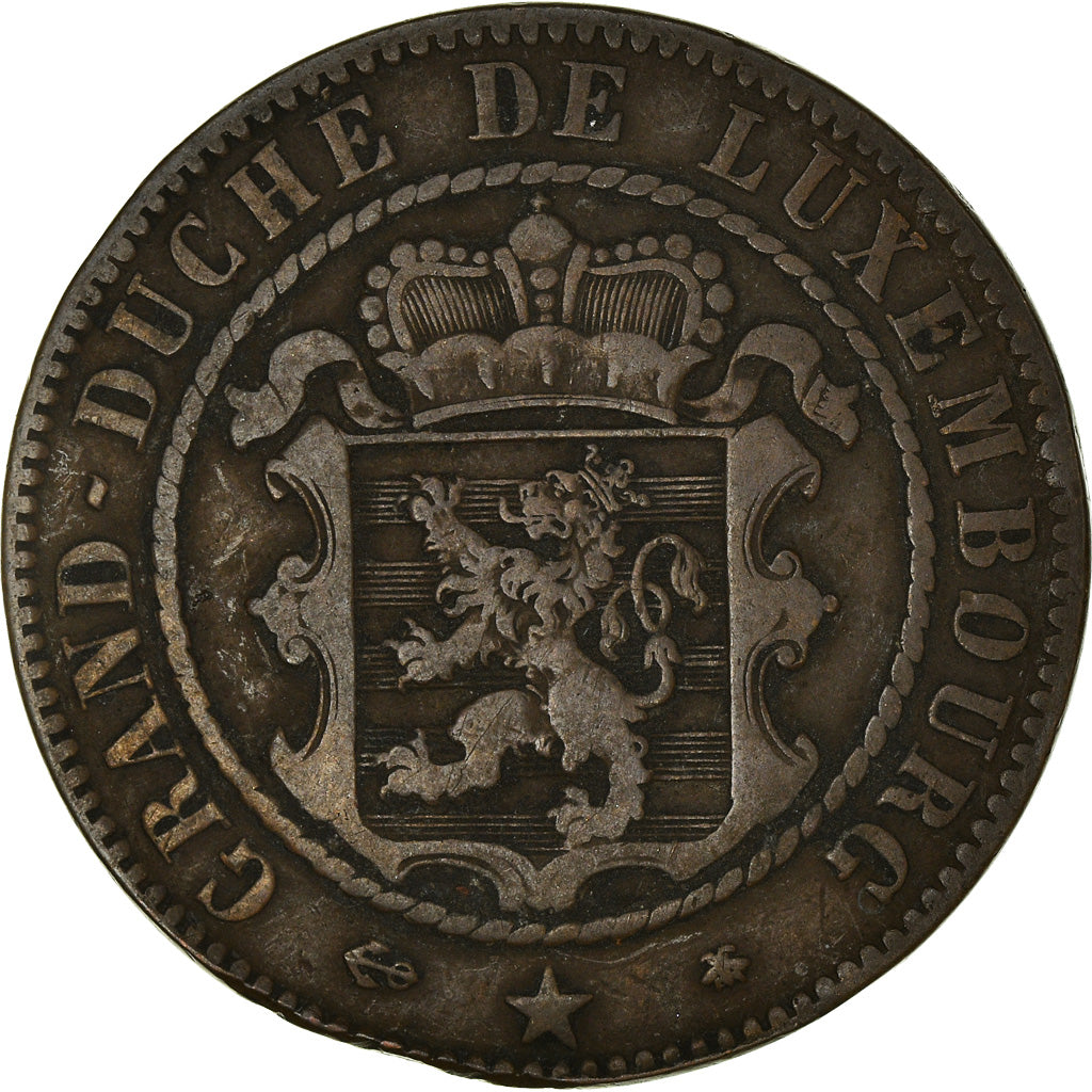 Coin, Luxembourg, William III, 10 Centimes, 1865, Paris, EF(40-45), Bronze