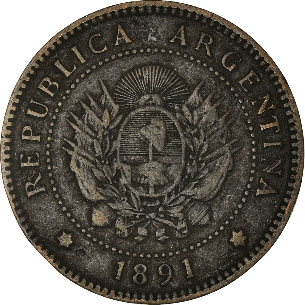 Coin, Argentina, Centavo, 1891, VF(30-35), Bronze, KM:32