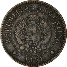 Coin, Argentina, Centavo, 1891, VF(30-35), Bronze, KM:32