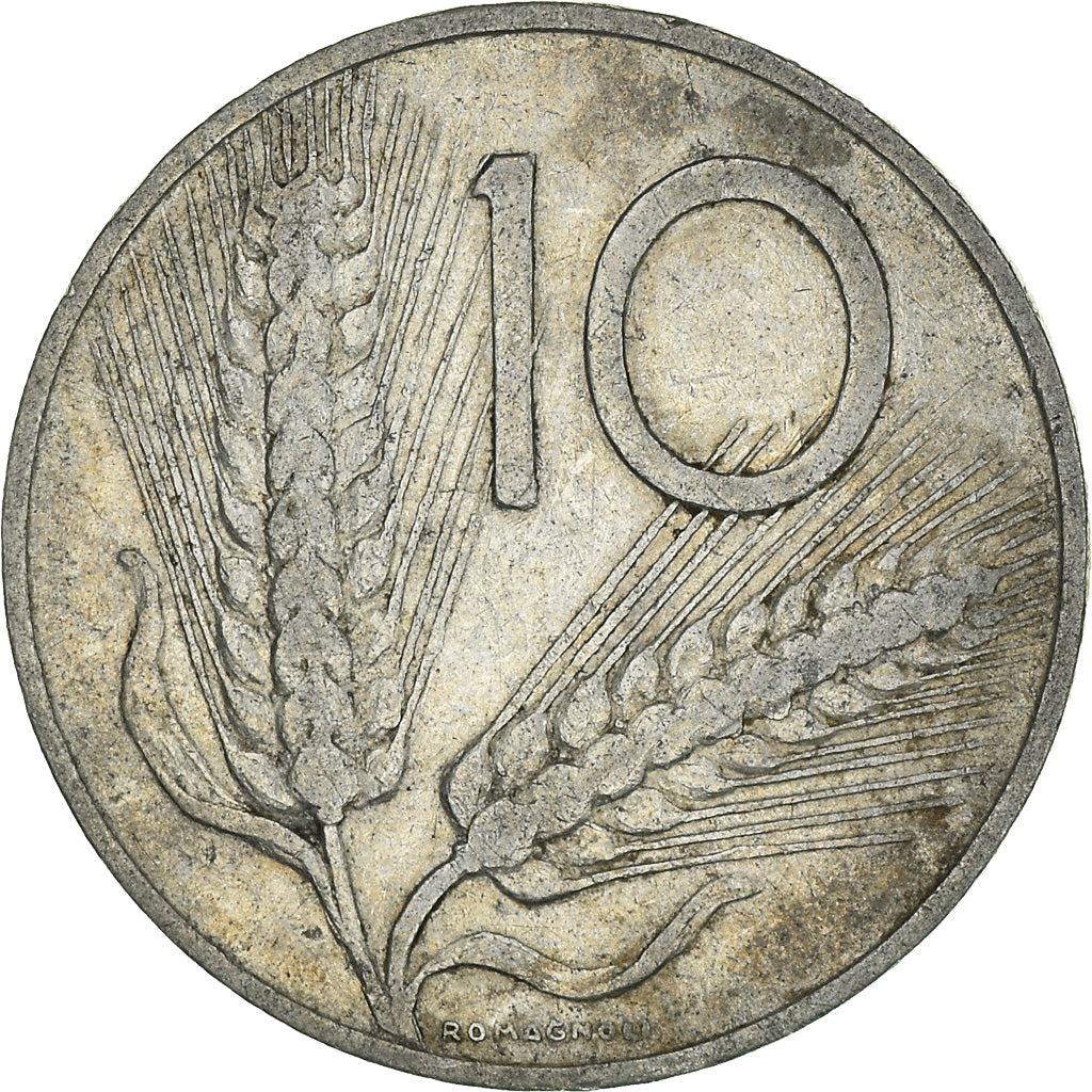 Moneta, Włochy, 10 Lire, 1953, Rome, F(12-15), Aluminium, KM:93