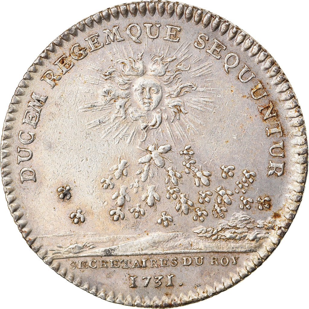 France, Token, Louis XV, Secrétaires du Roi, History, 1731, AU(50-53), Silver