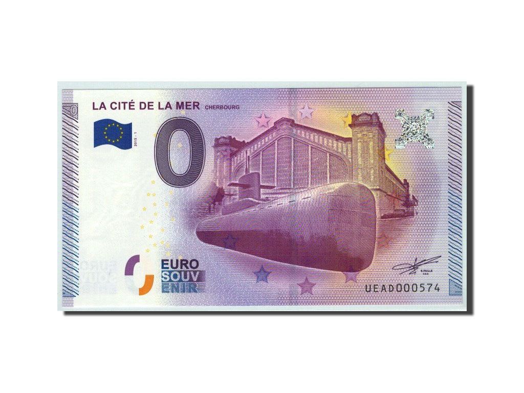 France, Tourist Banknote - 0 Euro, 50/ Cité de la Mer - Cherbourg, 2015, UNC