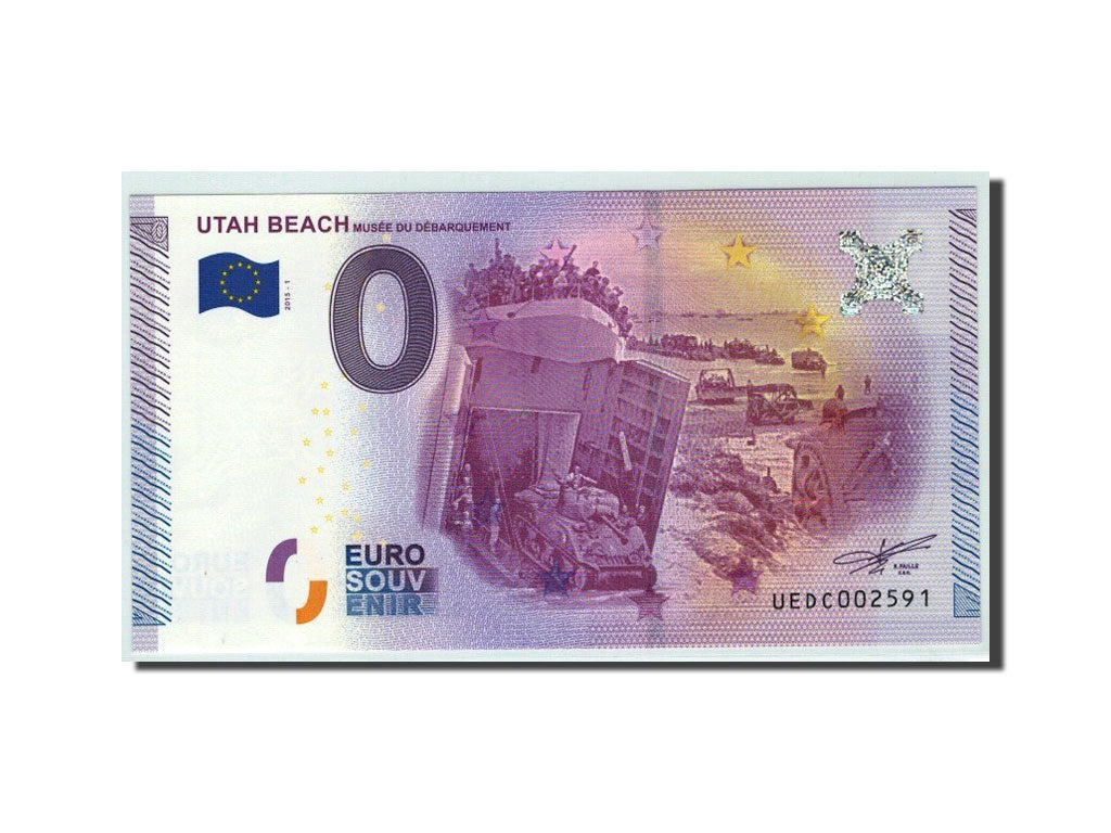 Frankreich, Tourist Banknote - 0 Euro, 50/ Musée Utah Beach, 2015, UNC