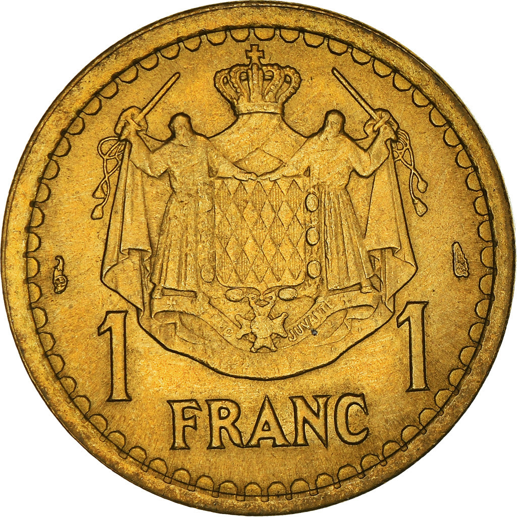 Moeda, Mónaco, Louis II, Franc, 1943, AU(55-58), Alumínio-Bronze, KM:120A