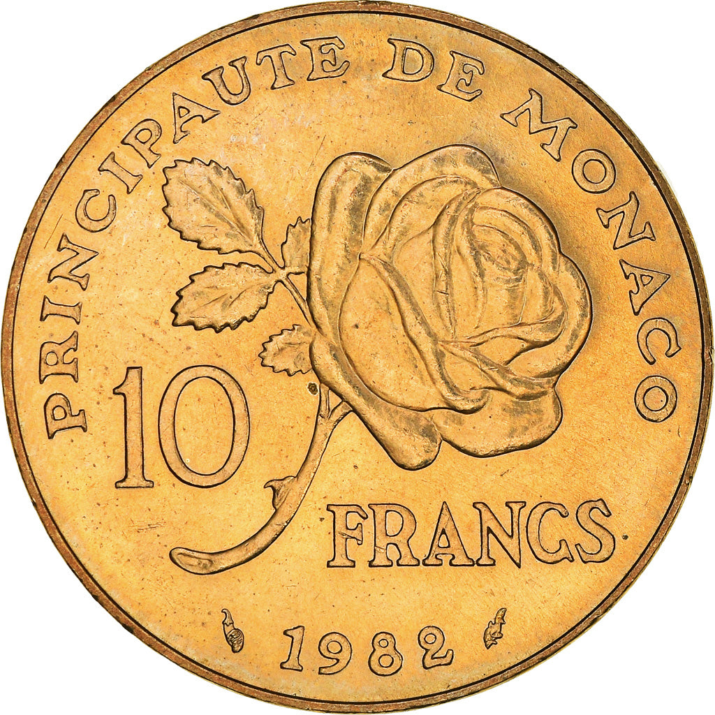 Monnaie, Monaco, Rainier III, 10 Francs, 1982, TTB, Copper-Nickel-Aluminum