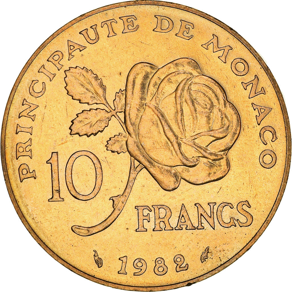 Coin, Monaco, Rainier III, 10 Francs, 1982, VF(30-35), Copper-Nickel-Aluminum