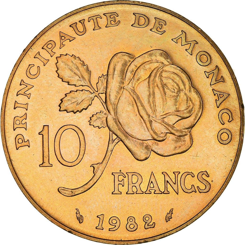 Coin, Monaco, Rainier III, 10 Francs, 1982, AU(50-53), Copper-Nickel-Aluminum