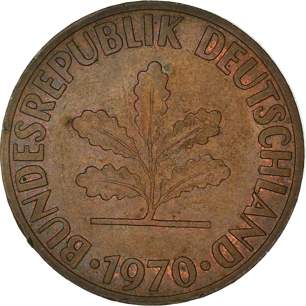 Moneta, GERMANIA - REPUBBLICA FEDERALE, 2 Pfennig, 1970, Munich, MB+, Acciaio