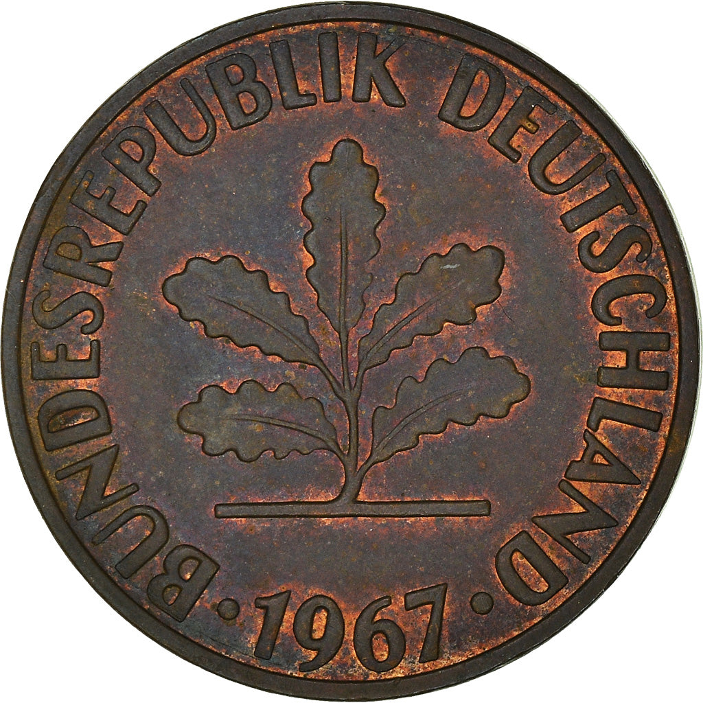 Monnaie, République fédérale allemande, 2 Pfennig, 1967, Stuttgart, TB+