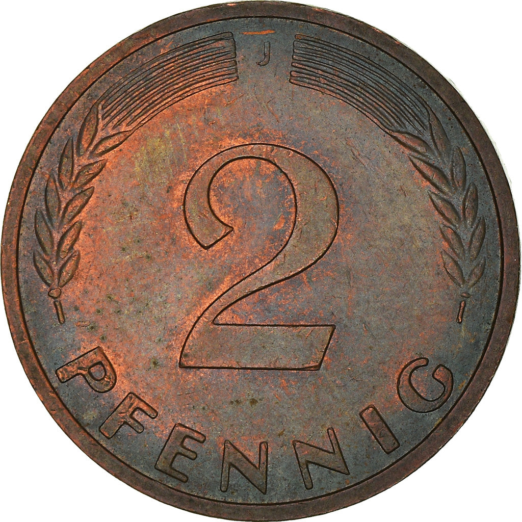 Moneda, ALEMANIA - REPÚBLICA FEDERAL, 2 Pfennig, 1968, Hambourg, MBC, Cobre