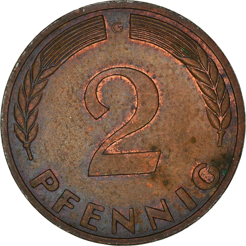 Coin, GERMANY - FEDERAL REPUBLIC, 2 Pfennig, 1969, Karlsruhe, VF(30-35), Copper