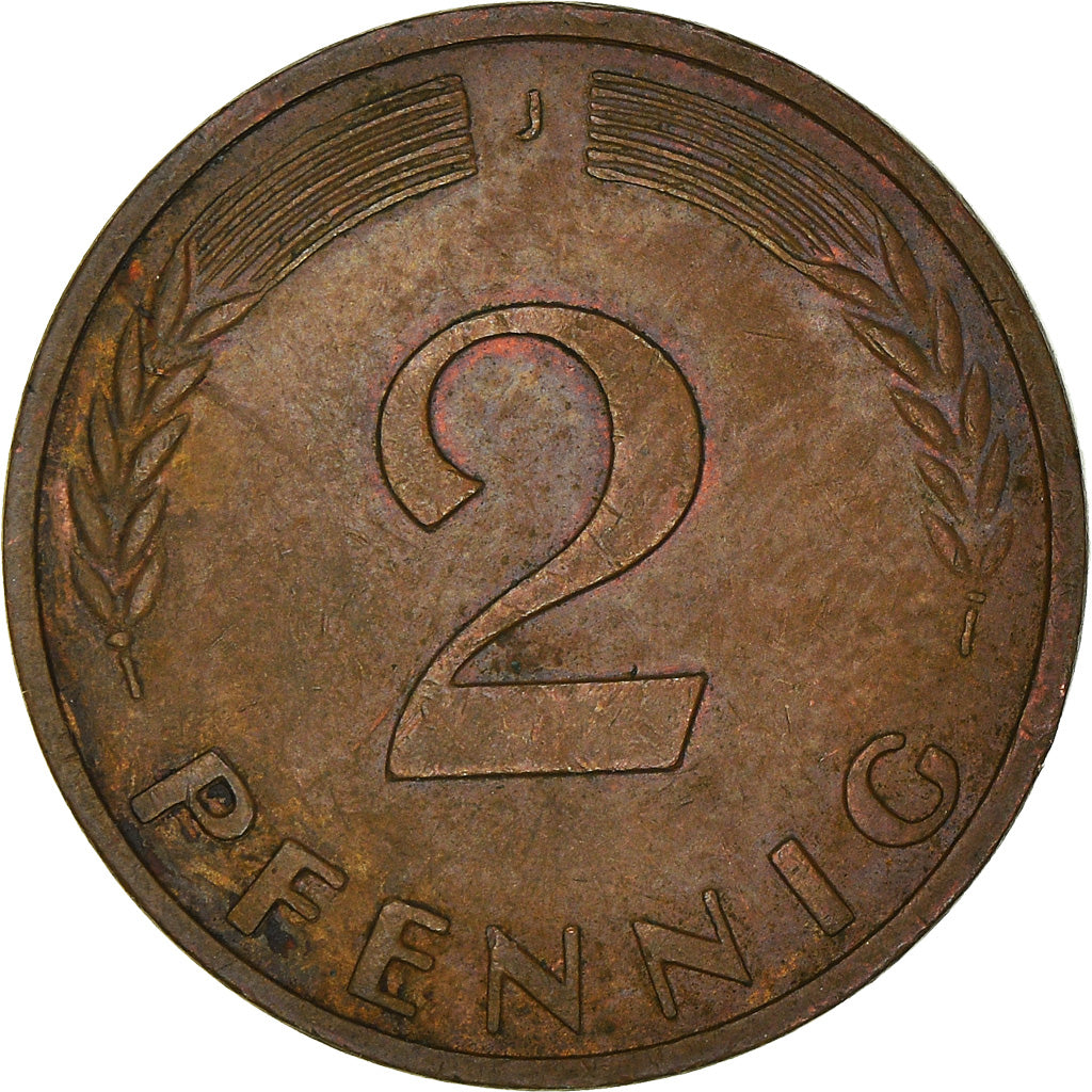 Coin, GERMANY - FEDERAL REPUBLIC, 2 Pfennig, 1969, Hambourg, EF(40-45), Copper