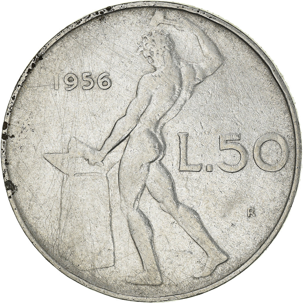 Munten, Italië, 50 Lire, 1956, Rome, FR, Stainless Steel, KM:95.1