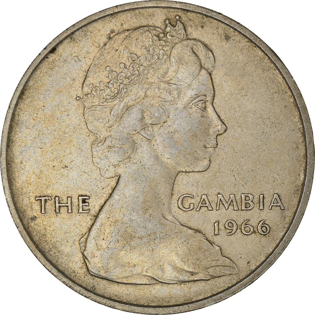 Coin, GAMBIA, THE, 4 Shillings, 1966, EF(40-45), Copper-nickel, KM:6